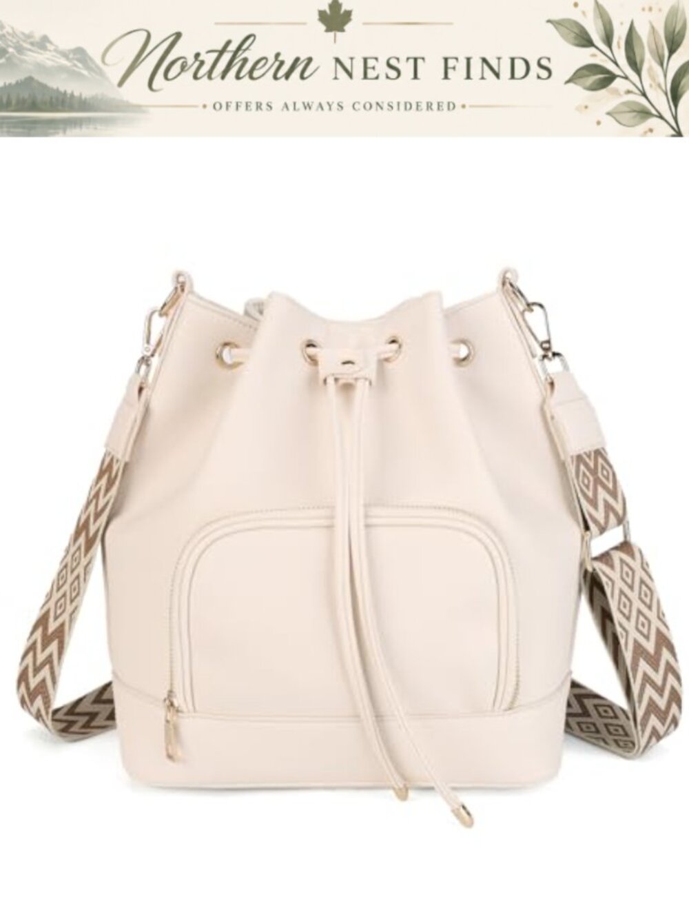 Vegan Leather Bucket Hobo Bag, Crossbody Shoulder Purse
